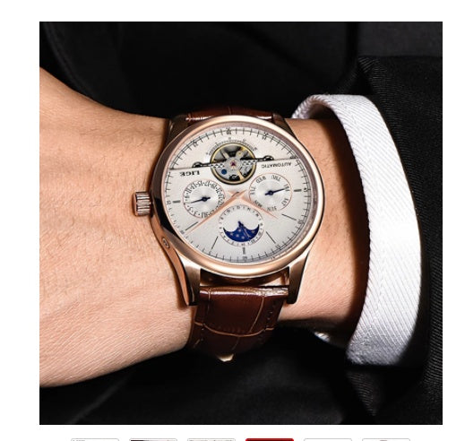 LIGE Men's Automatic Mechanical Watch Men's Strap Waterproof Multi-function Sports Watch Tourbillon Watch