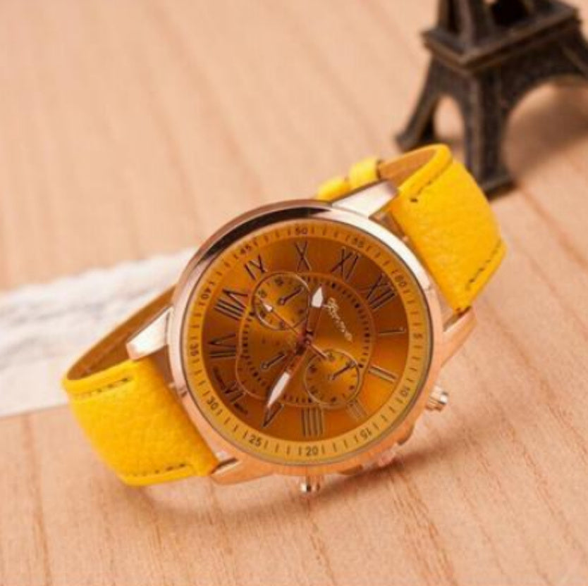 The latest three-eye belt watch Geneva GENEVA belt watch double-faced watch