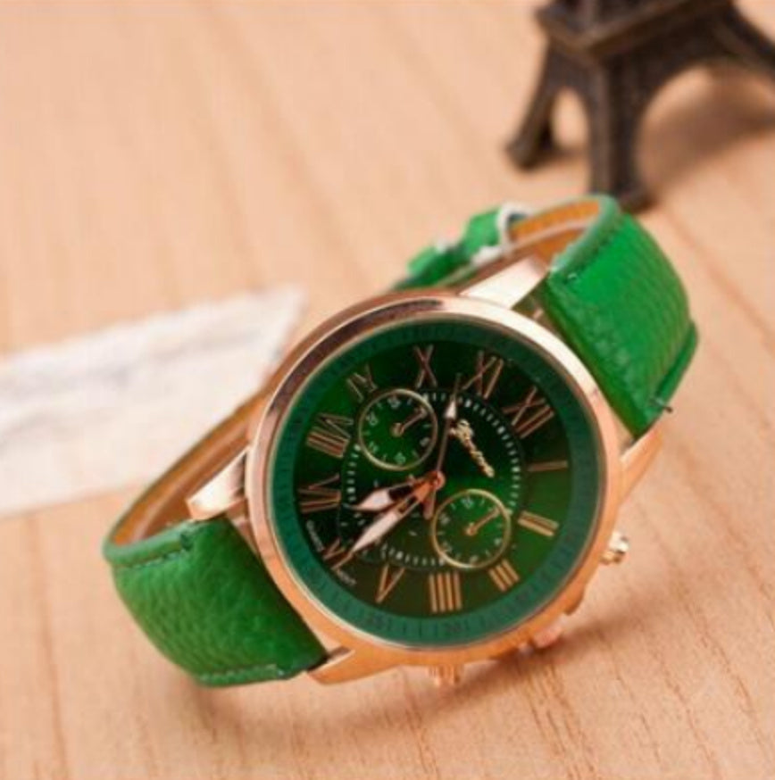 The latest three-eye belt watch Geneva GENEVA belt watch double-faced watch