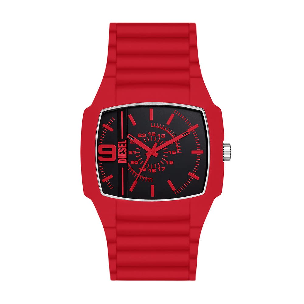 Diesel Orologio Cliffhanger da uomo, Movimento al quarzo a tre lancette con Cinturino in silicone, acciaio inox o pelle