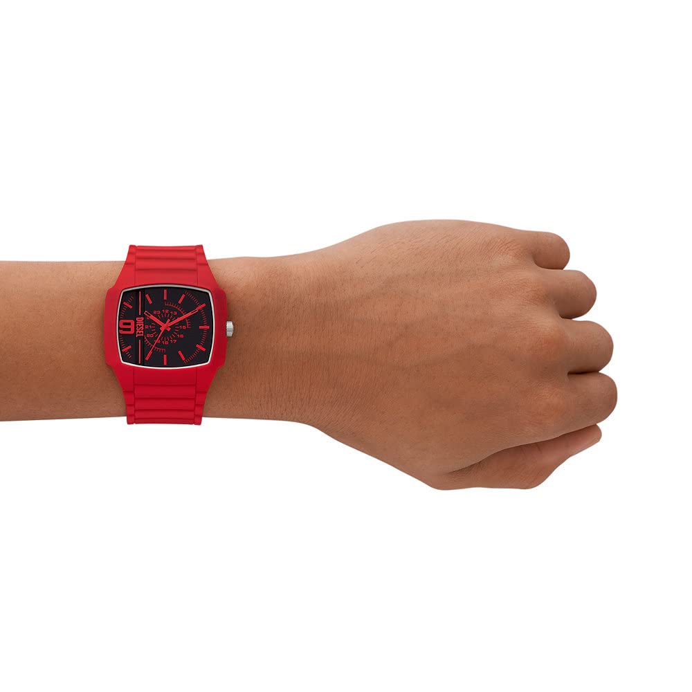 Diesel Orologio Cliffhanger da uomo, Movimento al quarzo a tre lancette con Cinturino in silicone, acciaio inox o pelle