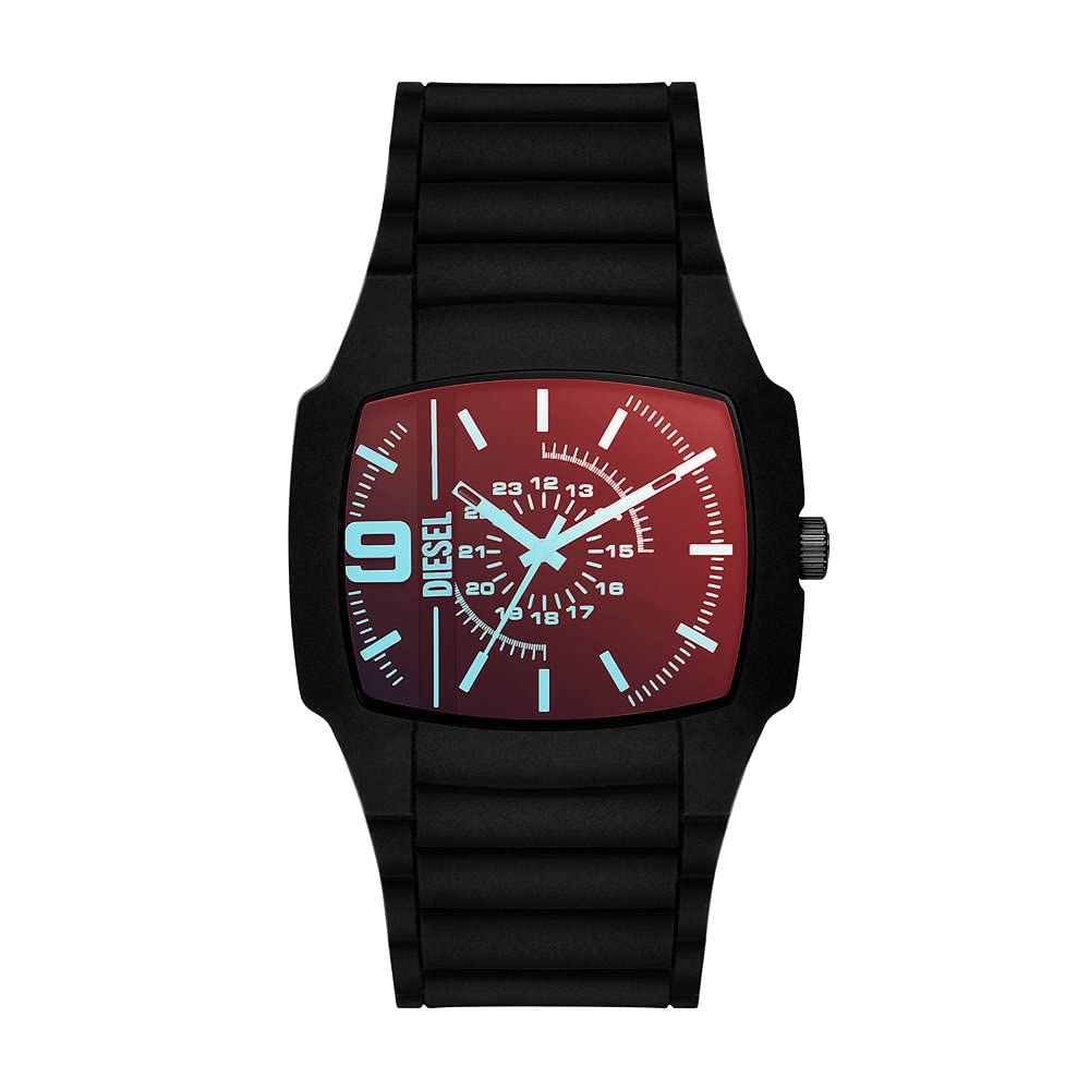 Diesel Orologio Cliffhanger da uomo, Movimento al quarzo a tre lancette con Cinturino in silicone, acciaio inox o pelle
