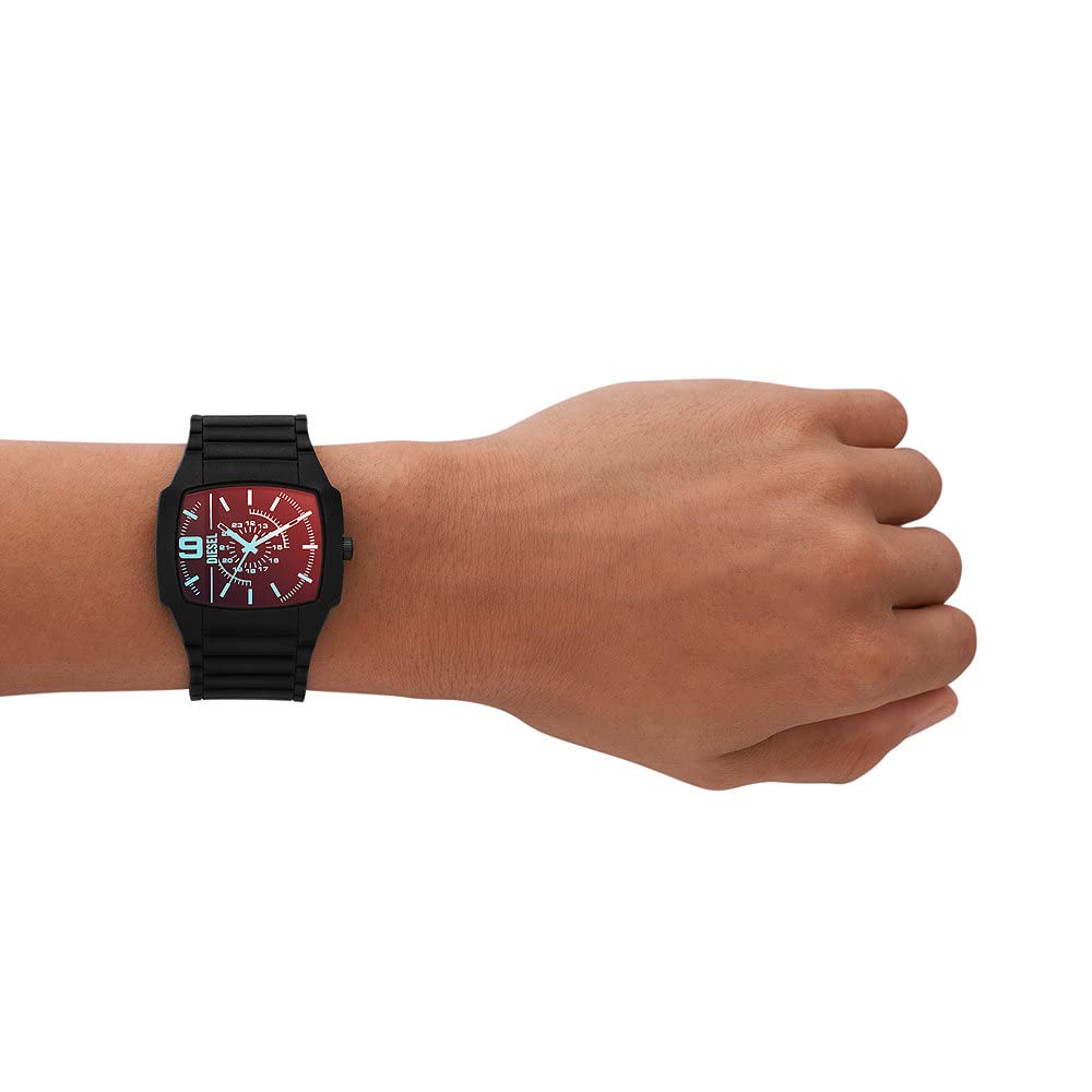 Diesel Orologio Cliffhanger da uomo, Movimento al quarzo a tre lancette con Cinturino in silicone, acciaio inox o pelle
