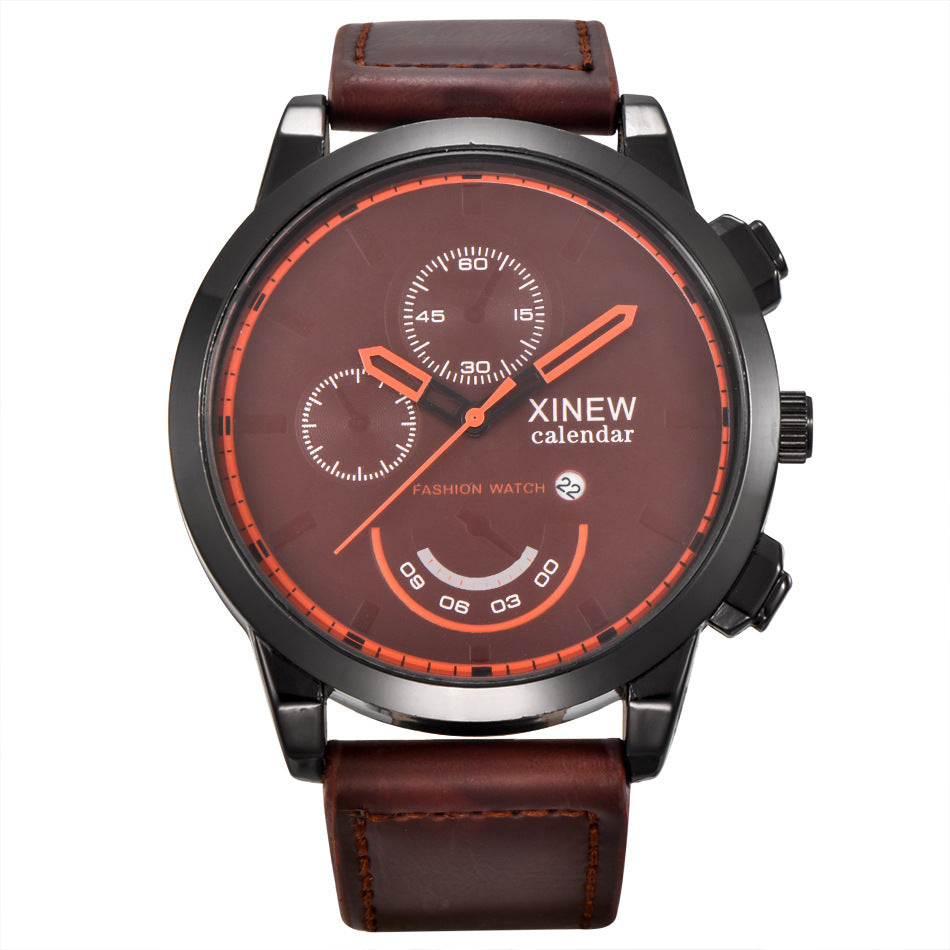 Men's large quartz watch