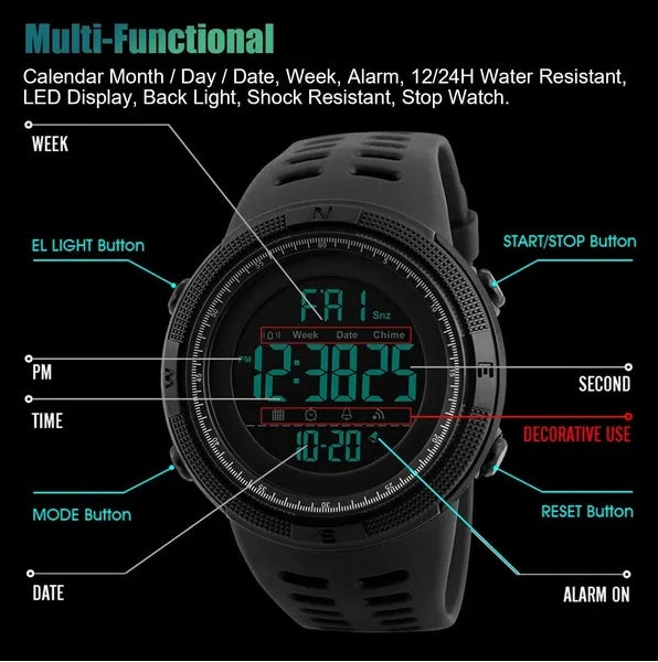 SKMEI Men's Digital Army Military Sport Quartz Analog Chrono Waterproof Watch US