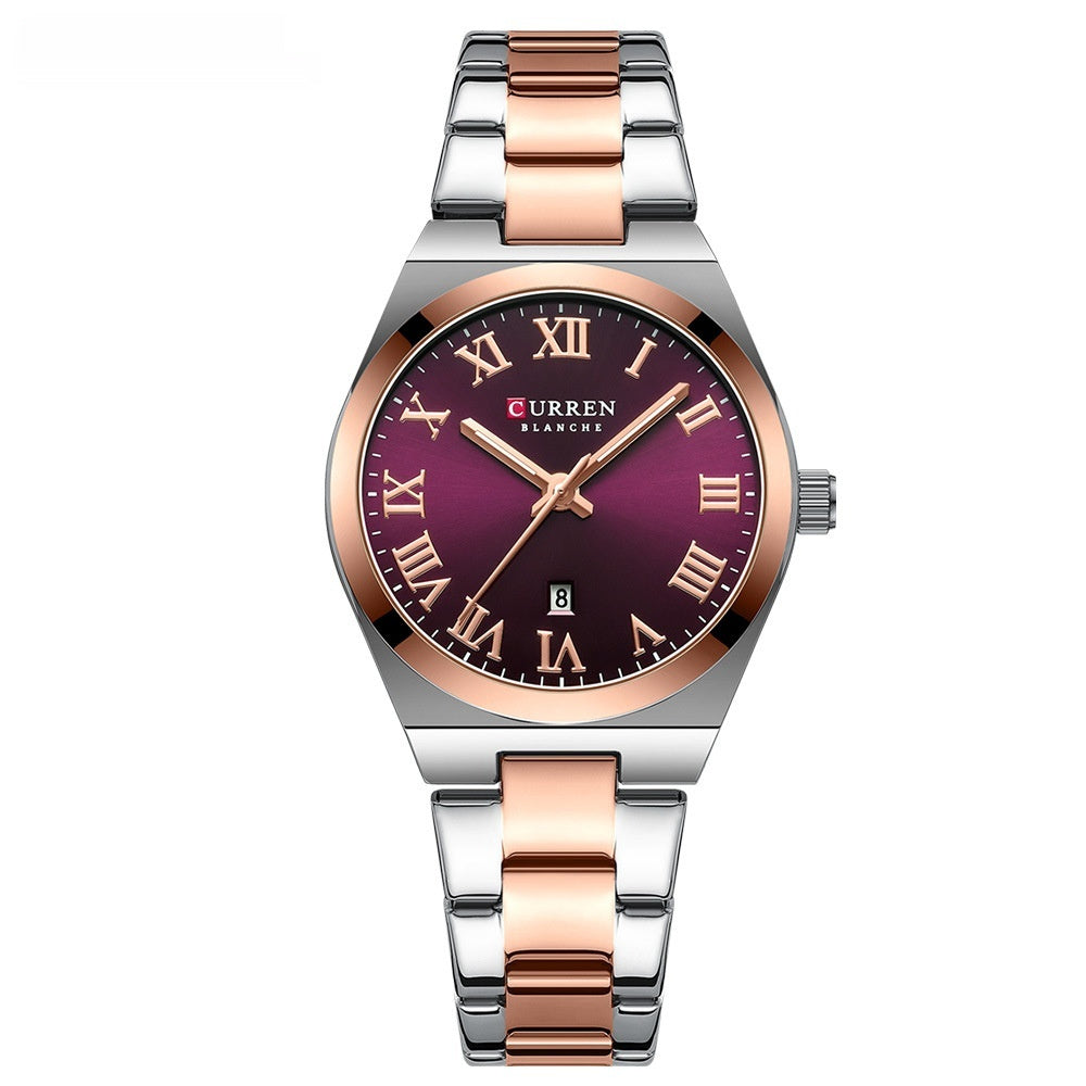 Women's Fashion Calendar Women's Watch Casual Steel Belt