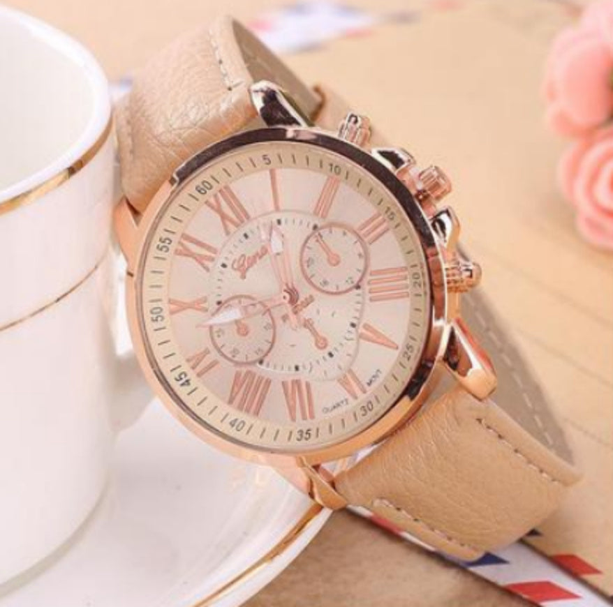The latest three-eye belt watch Geneva GENEVA belt watch double-faced watch