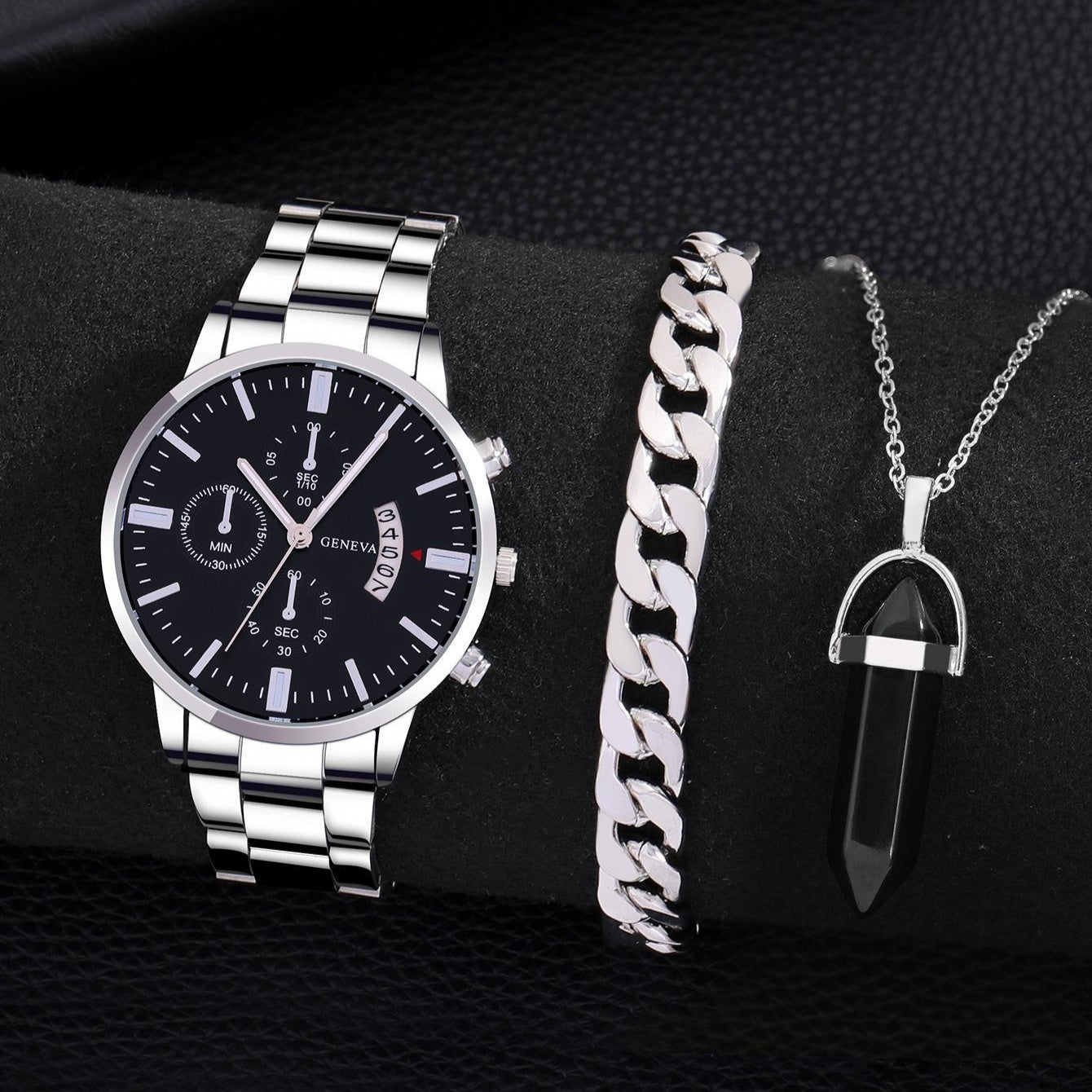 Calendar Steel Watch Men's Large Dial Quartz Watch Men's Watch