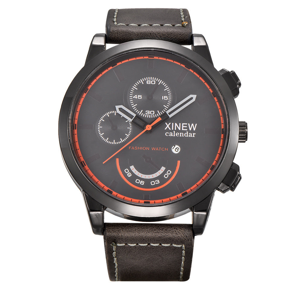 Men's large quartz watch
