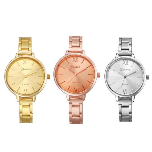 Geneva Fine Strip Steel Alloy Watch Quartz Watch Ladies Watch