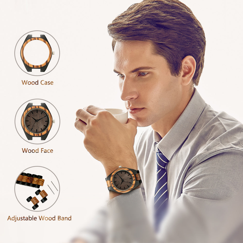 Men's And Women's Large Dial Wood Quartz Watch