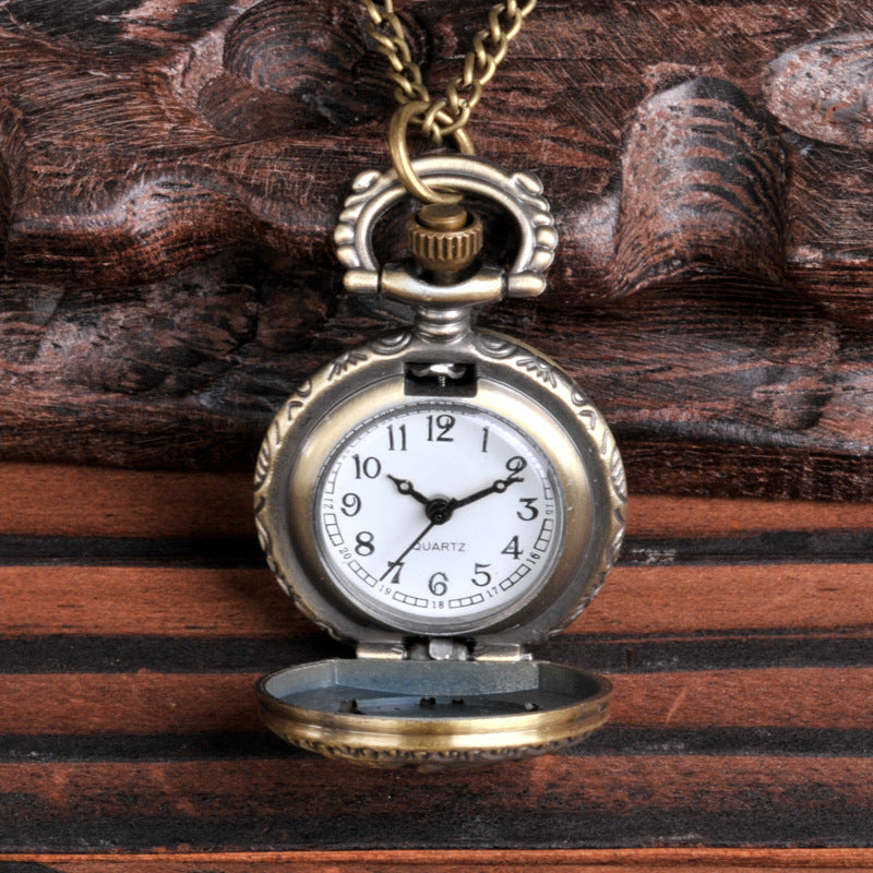 Skeleton Vintage Arrow Flower Quartz Pocket Watch