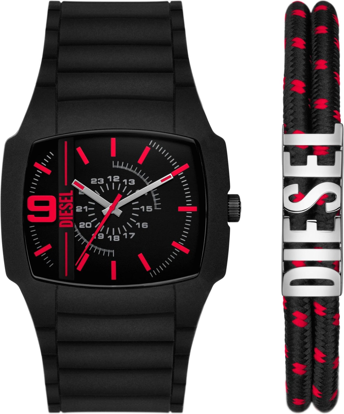 Diesel Orologio Cliffhanger da uomo, Movimento al quarzo a tre lancette con Cinturino in silicone, acciaio inox o pelle