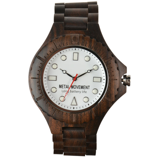 Men's Europe And America Large Dial Quartz Wooden Watch