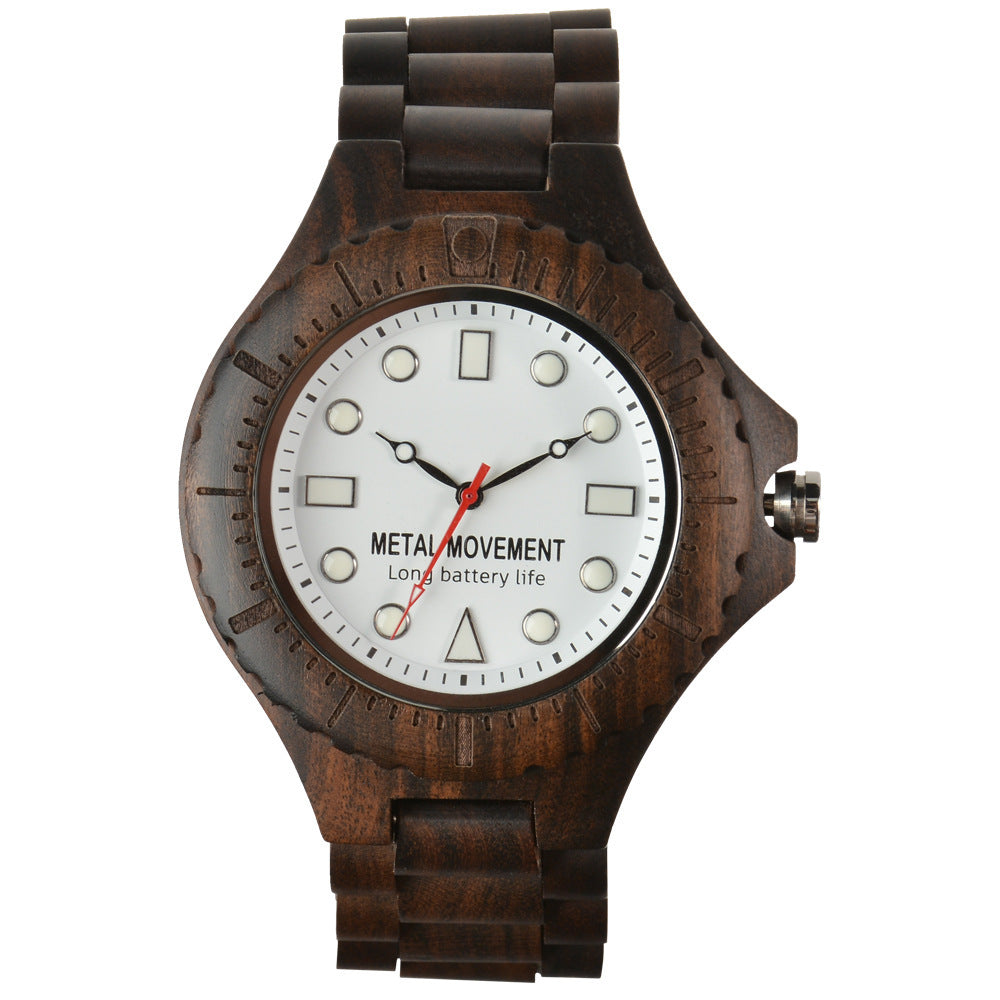 Men's Europe And America Large Dial Quartz Wooden Watch