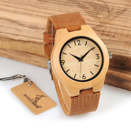 Cintura in pelle per orologio in bambù