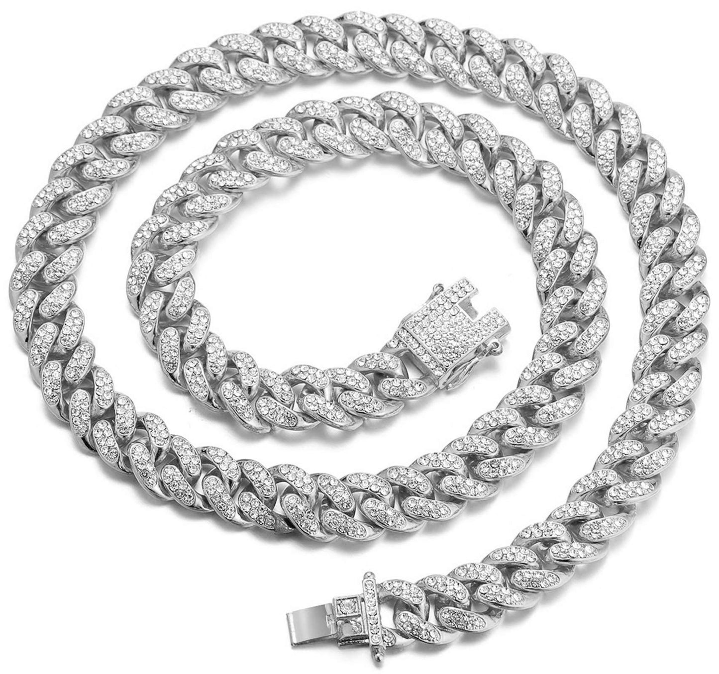 HALUKAKAH Diamonds Gold Watch, Men's 18K Real Gold Plated/White Gold Platinum 40 mm Wide Roman Numerals Dial Quartz Strap 22 cm with Cuban Link Chain 20+45 cm Necklace Bracelet with Box