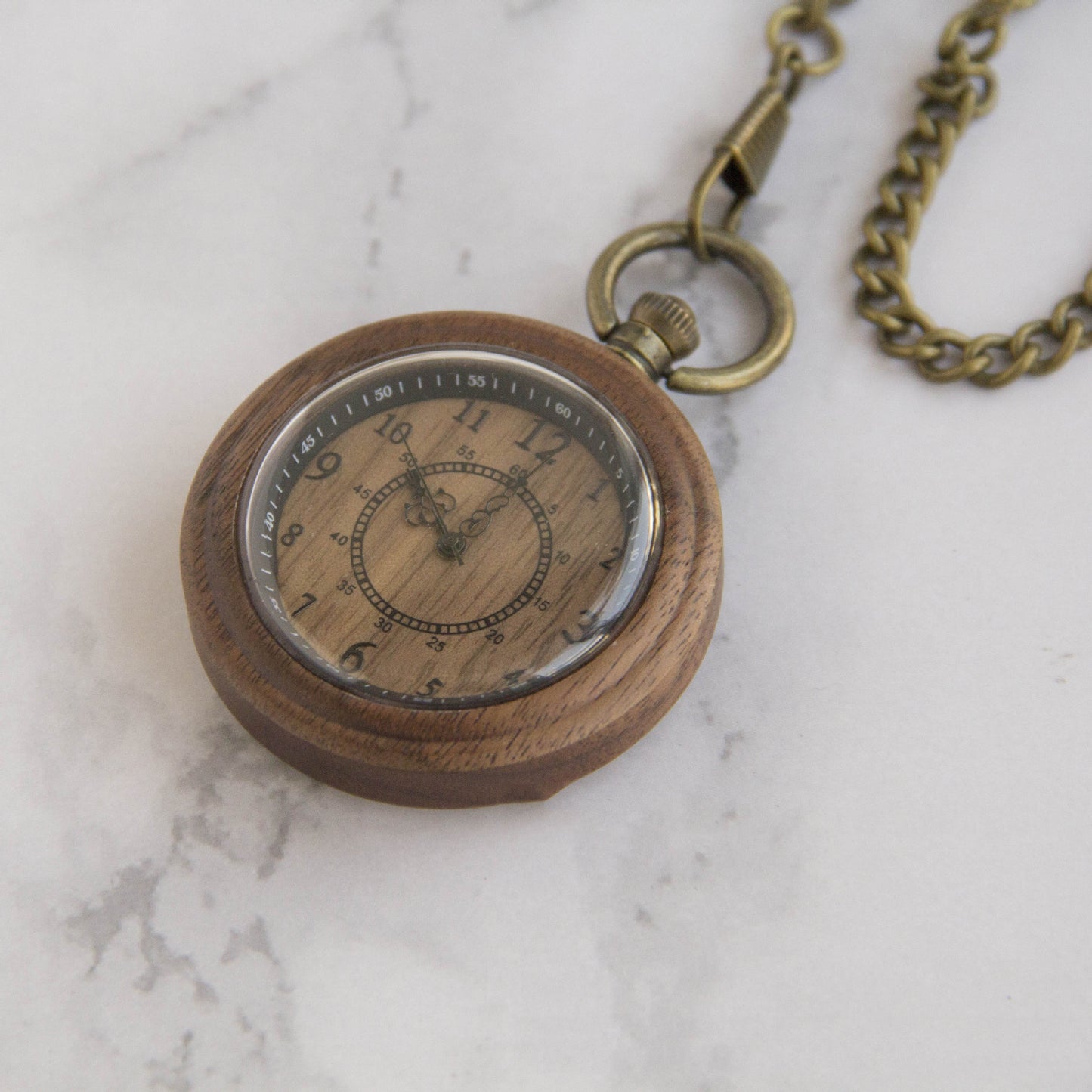 Zebra Wood Retro Back Cover Pocket Watch Commemorative Gift