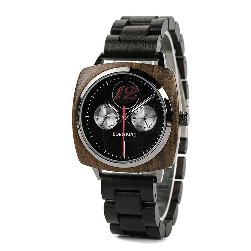 Men's youth art and leisure fashion wooden square watch