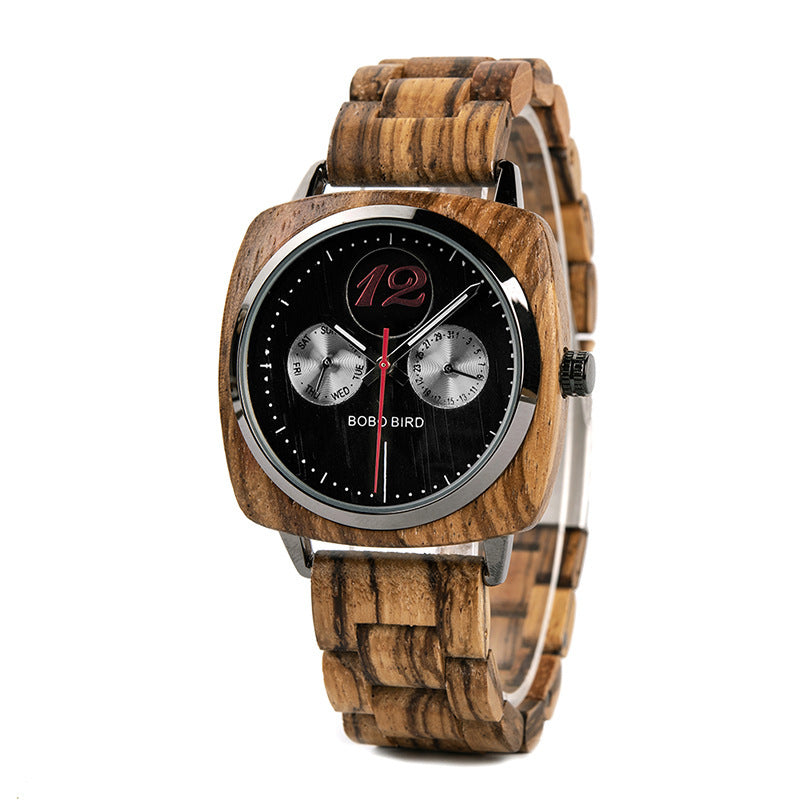 Men's youth art and leisure fashion wooden square watch