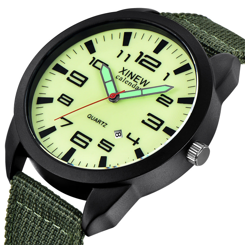 Men's Watch Nylon Strap Sports Watch Calendar Quartz Watch