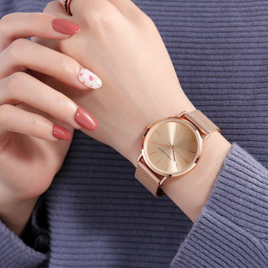 Japanese movement Amazon steel mesh belt waterproof women's watch women watches 2019 rose gold ladies watch