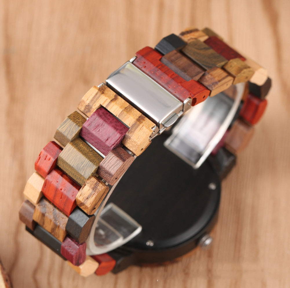 Full Color Wood Compass Plate Men's Lady Couple Watch Personality Scale Men's Watch