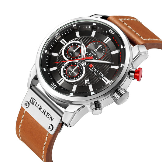 curren/Karuien hot sale 8291 men's watch belt men's watch new six-pin calendar watch waterproof watch