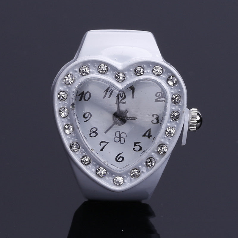 Fashion Creative Simple Elastic Heart-shaped Diamond Ring Watch
