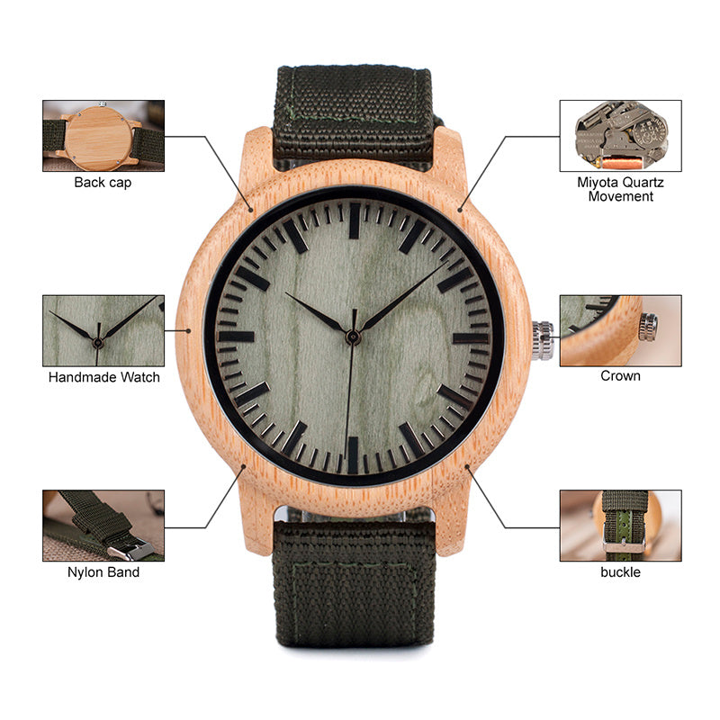 Wooden hand-framed bamboo wood woven strap