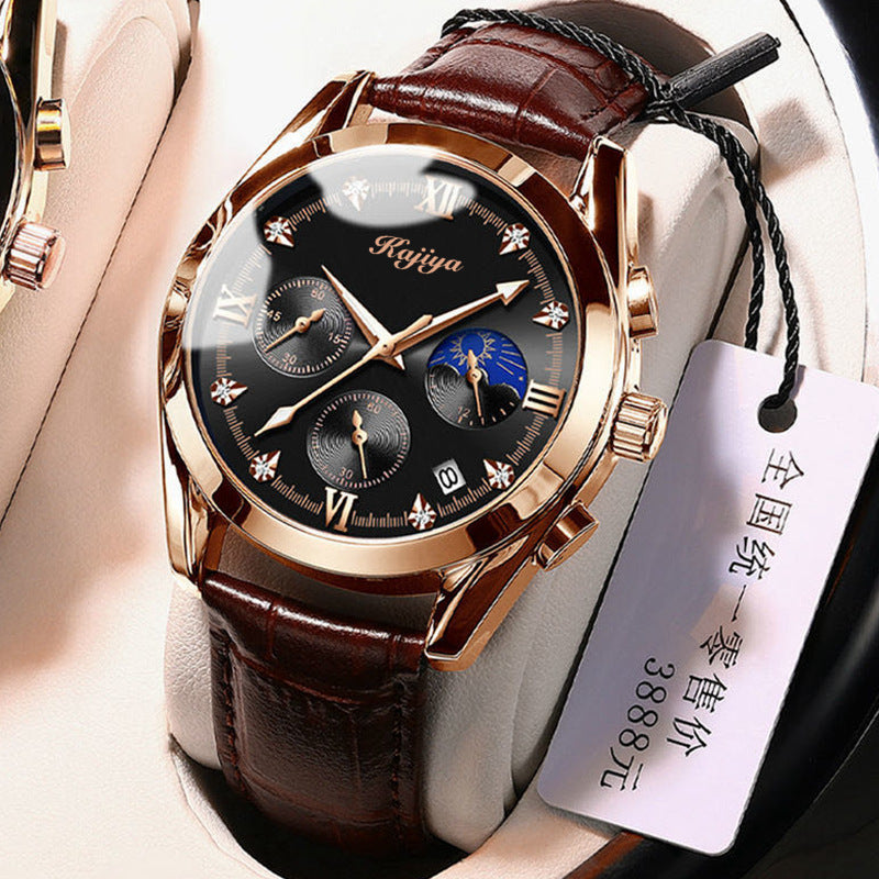 Korean Fashion Leather Steel Band Sport Quartz Watch