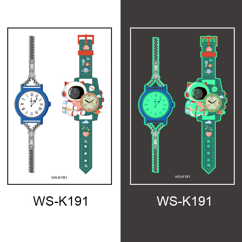 New cross-border waterproof children's luminous watch tattoo stickers boys and girls luminous watch tattoo stickers wholesale
