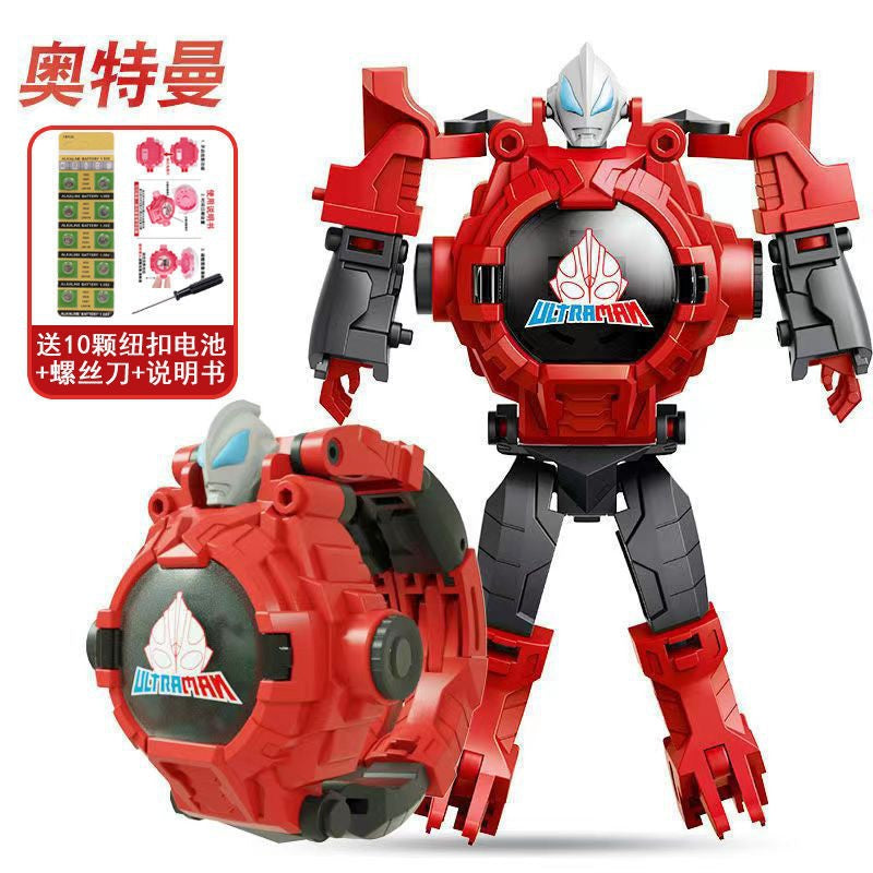 Ultraman Spiderman Children's Projection Watch Cartoon Transformation Robot Kindergarten Gift Boys and Girls Electronic Watch