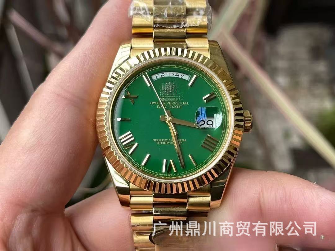 Double-headed large strap AliExpress week double calendar diary Roman scale yellow rock sugar watch men's mechanical watch