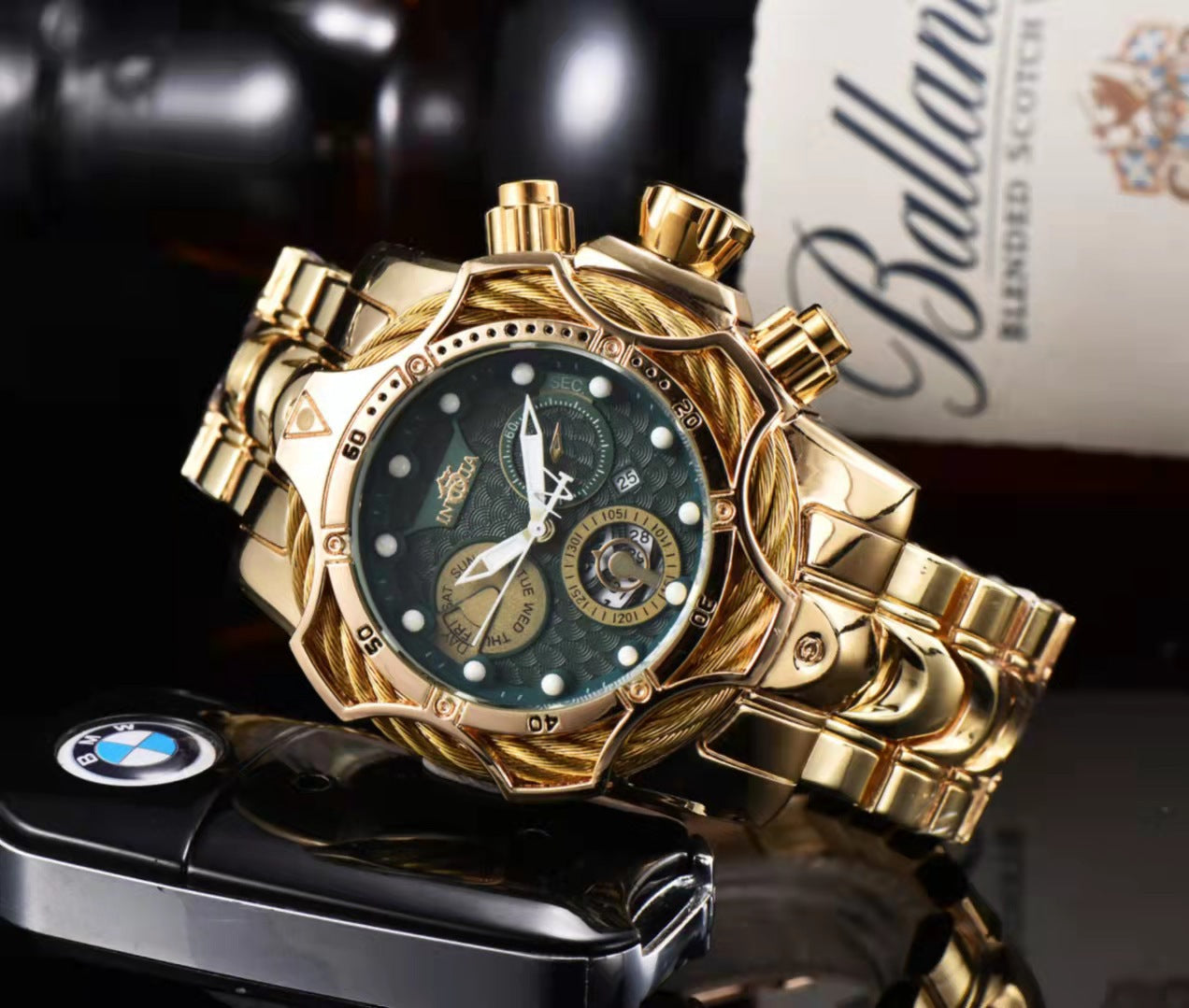 One piece of steel wire rope cross-border watch European alloy quartz watch men's waterproof watch non-mechanical watch