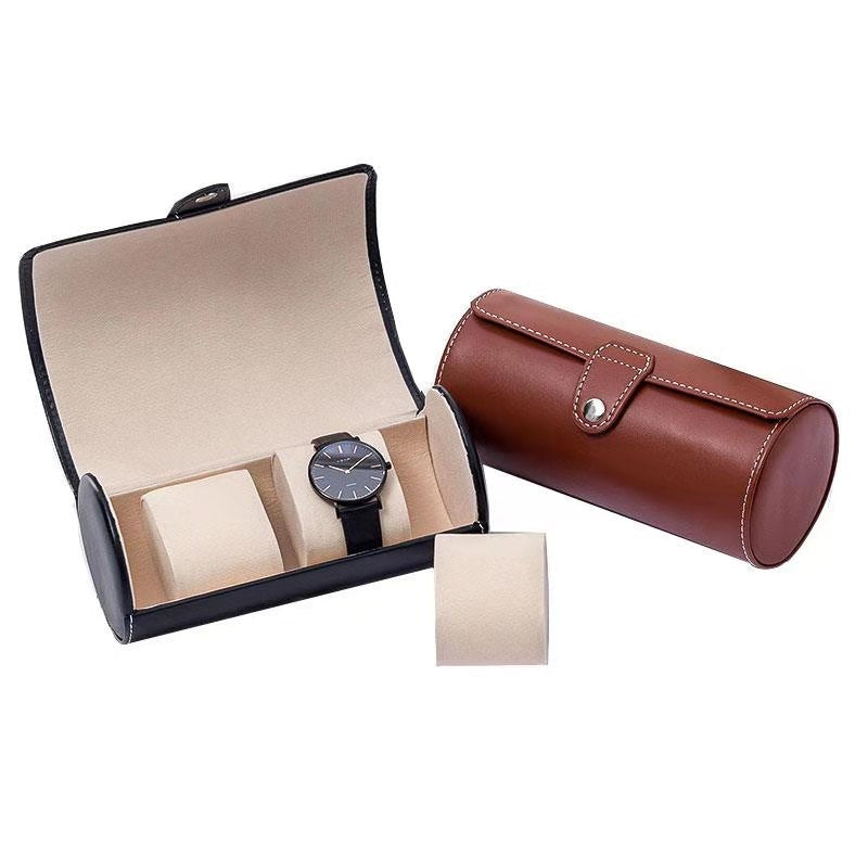 Cylinder Travel Portable Watch Tie Storage Box