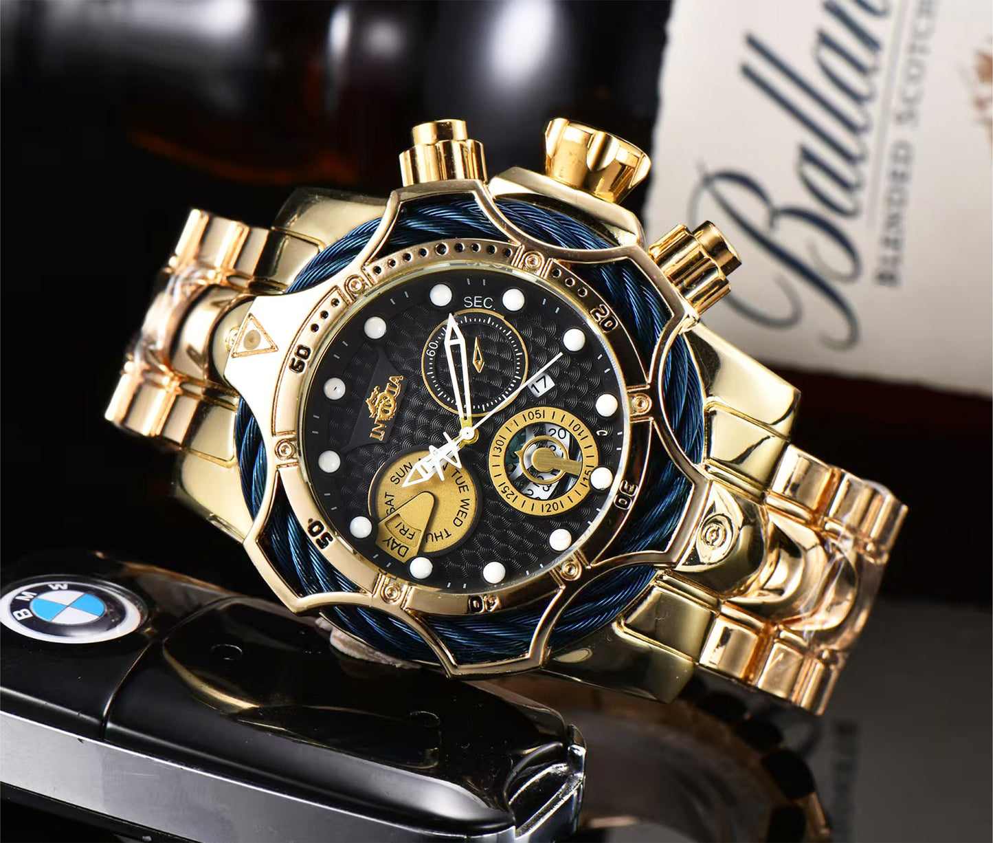 One piece of steel wire rope cross-border watch European alloy quartz watch men's waterproof watch non-mechanical watch