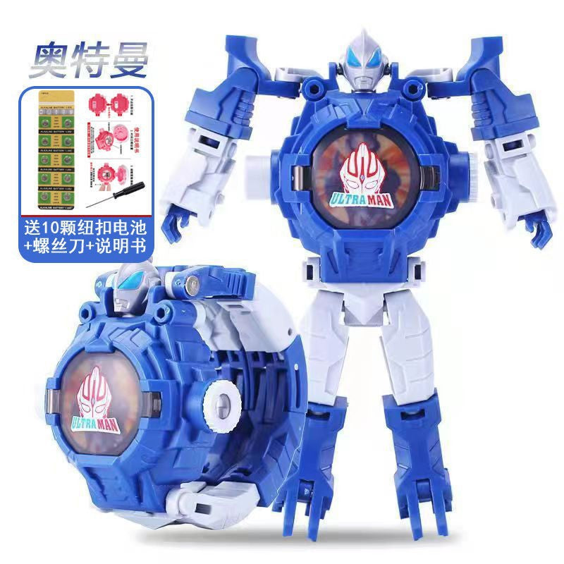 Ultraman Spiderman Children's Projection Watch Cartoon Transformation Robot Kindergarten Gift Boys and Girls Electronic Watch