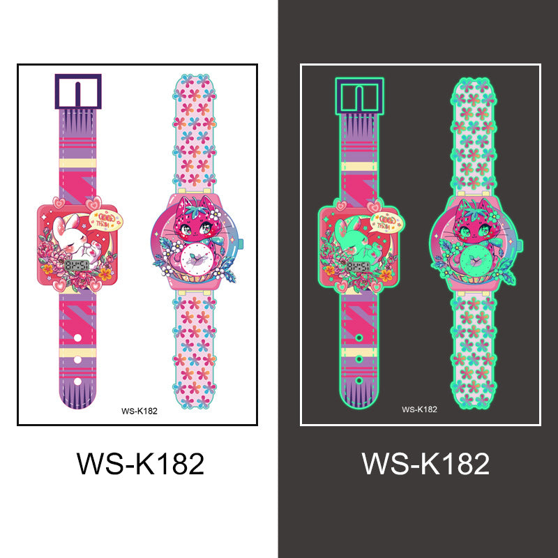 New cross-border waterproof children's luminous watch tattoo stickers boys and girls luminous watch tattoo stickers wholesale
