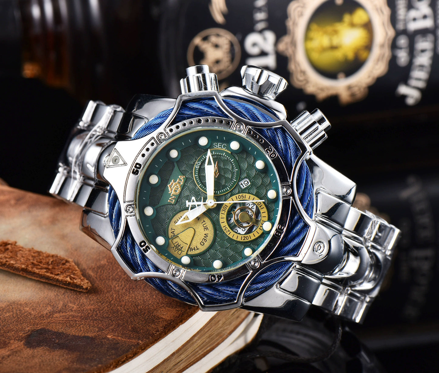 One piece of steel wire rope cross-border watch European alloy quartz watch men's waterproof watch non-mechanical watch
