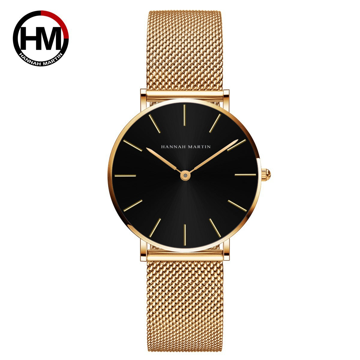Cross-border Japanese movement steel chain waterproof watch light luxury niche European and American minimalist style steel mesh belt slim watch for women