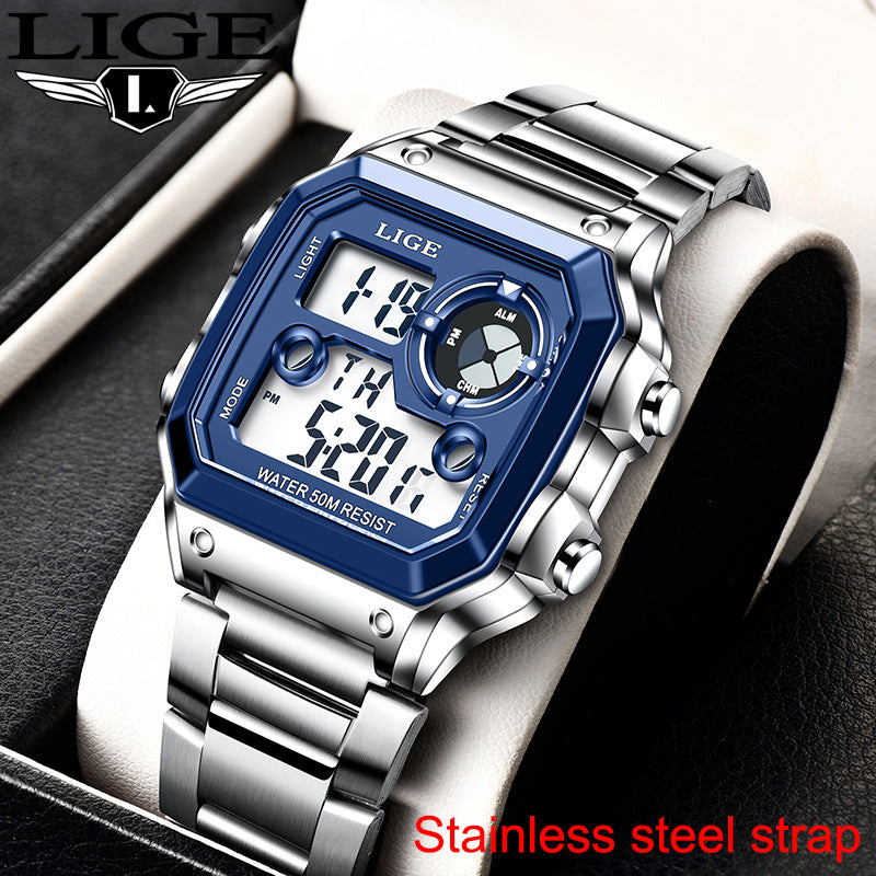 LIGE 8921 New 2022 Men's Sports Watch Fashion Trend Multifunctional Silicone Band Business Watch