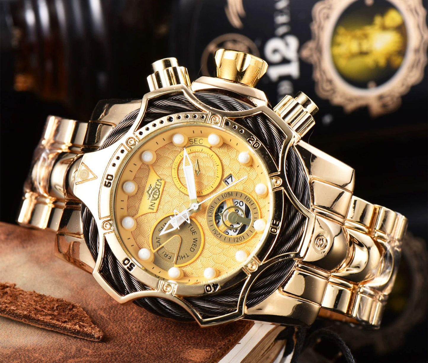 One piece of steel wire rope cross-border watch European alloy quartz watch men's waterproof watch non-mechanical watch