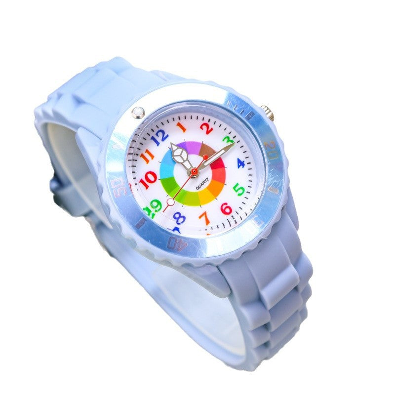 Youth exam watch casual fashion boys and girls waterproof quartz watch silicone dopamine children's trendy watch