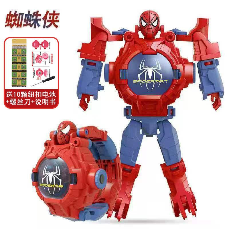 Ultraman Spiderman Children's Projection Watch Cartoon Transformation Robot Kindergarten Gift Boys and Girls Electronic Watch