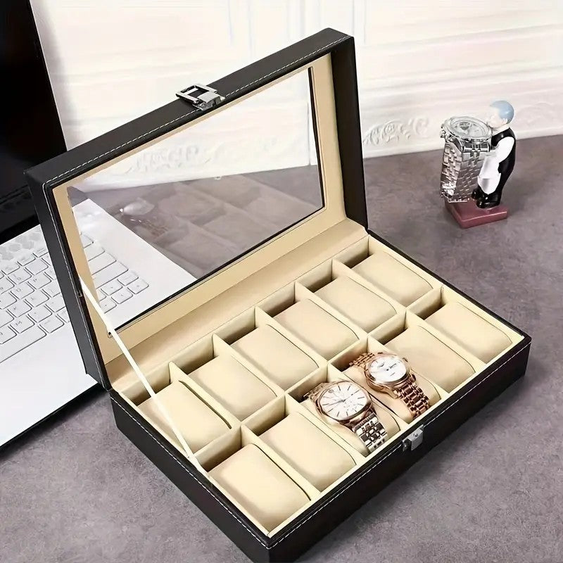 Watch Box Leather Simplicity Transparent Window Packaging Box