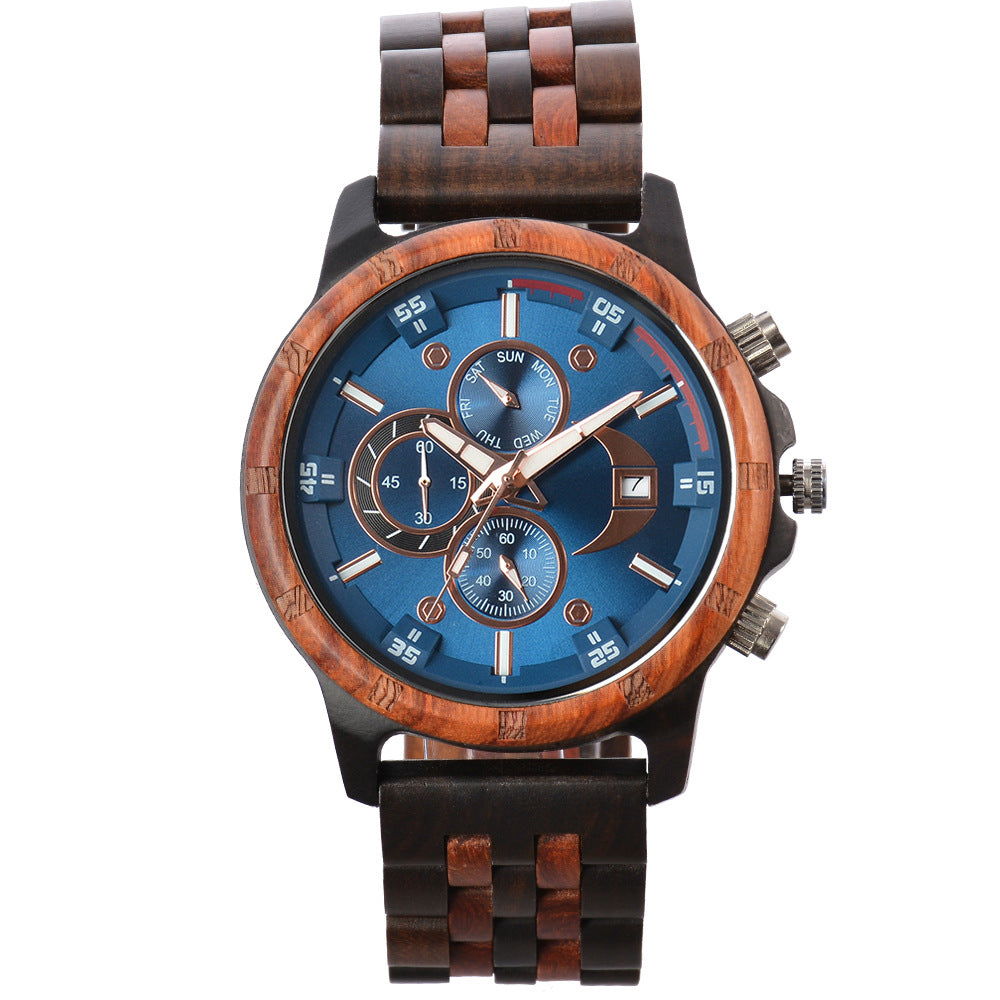 Cross-border business men's watch new simple casual automatic mechanical watch wooden fashion high-end quartz watch
