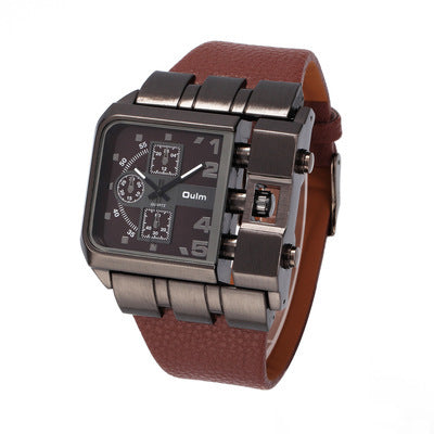 Oulm Large Dial Quartz Men's Watch Casual Belt Men's Watch Personality Foreign Trade Square Manufactor Wholesale
