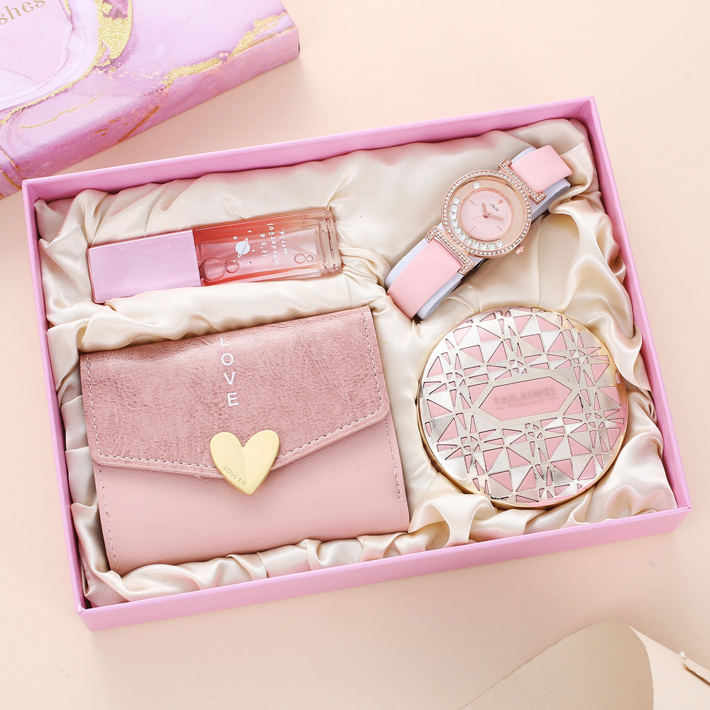 Matching gift box, women's wristwatch, women's perfume, air cushion, wallet
