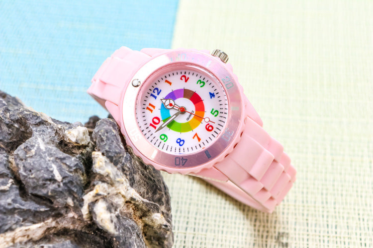 Youth exam watch casual fashion boys and girls waterproof quartz watch silicone dopamine children's trendy watch
